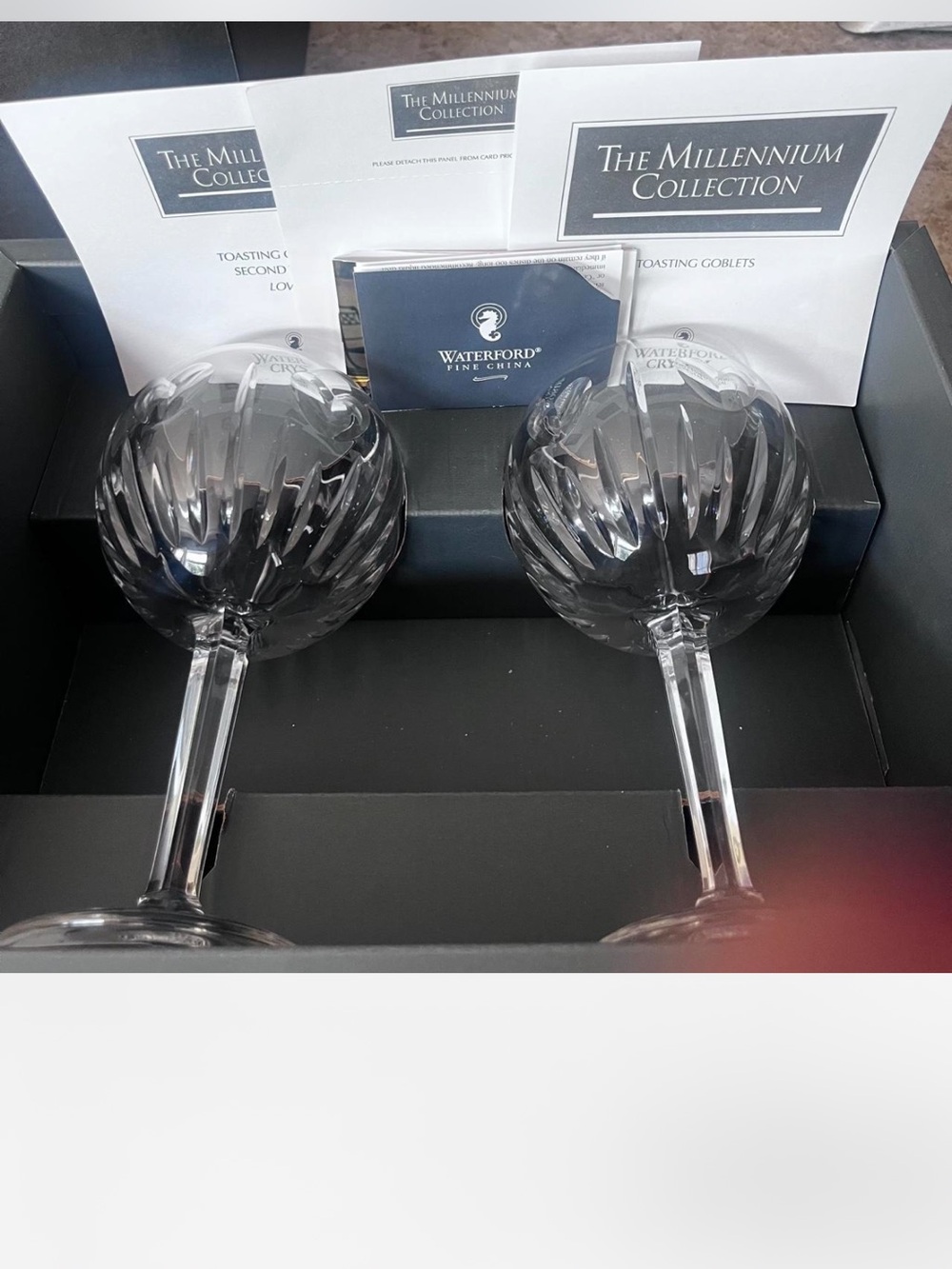 Brand new Vintage Millenium Waterford Crystal Love Goblets, Set of 2!